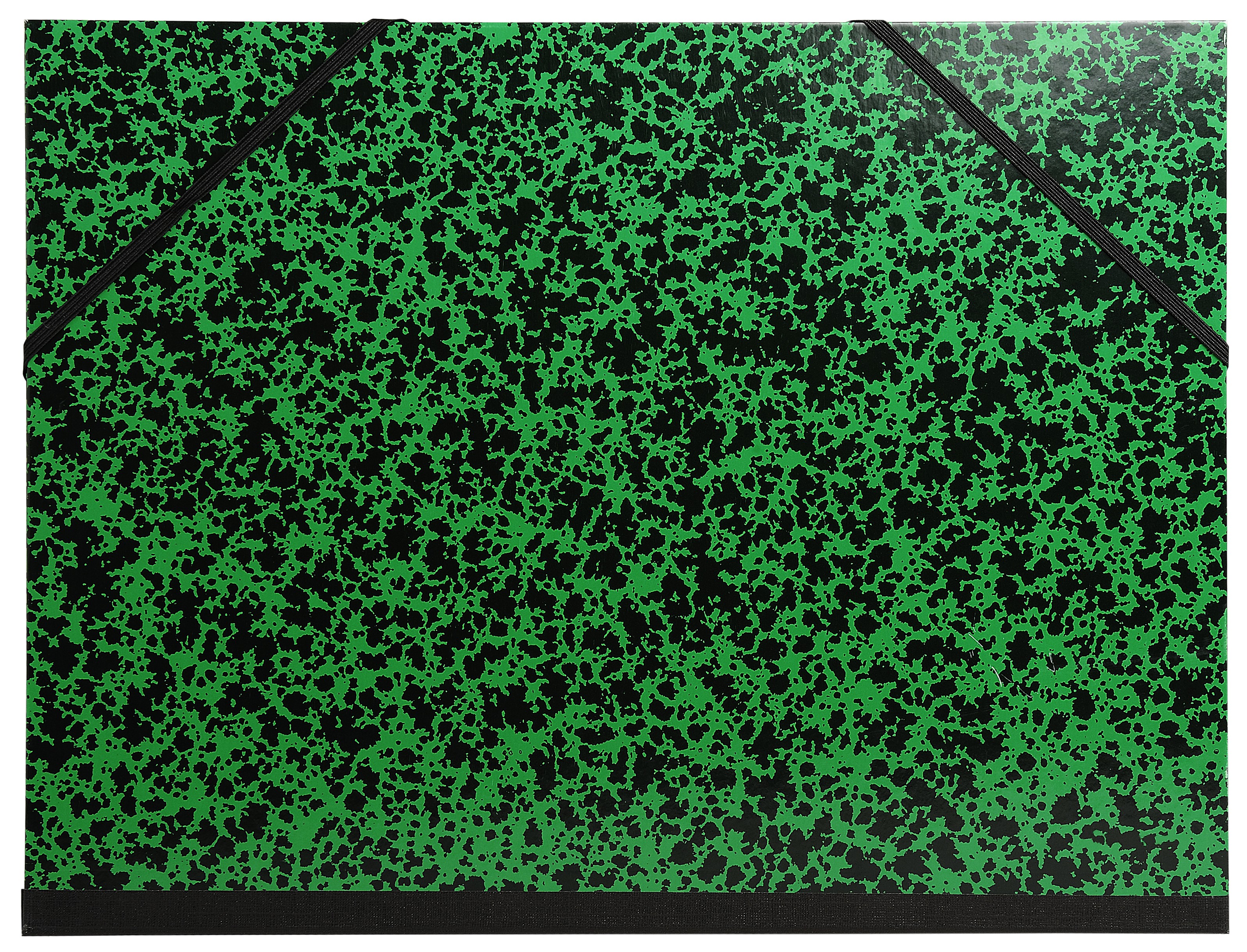 Carton à dessin papier marbré verni avec élastiques 26x33 cm - Pour formats  A4 et 24x32 cm - Vert - Papeterie Michel