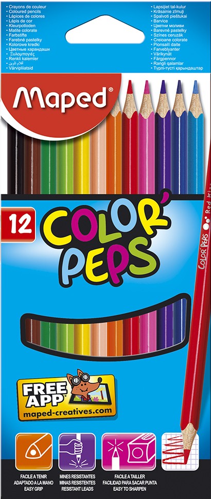 Etui de 12 crayons de couleur Maped Color'Peps Monster - Crayon de couleur  - Achat & prix