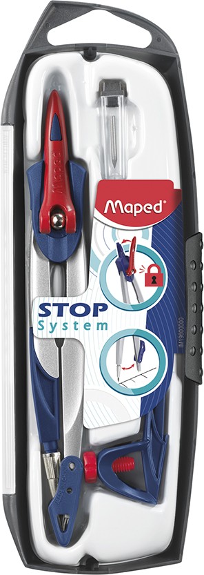 Compas Maped Stop system coffret 3 pièces bague mine compas