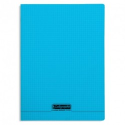 Cahier petit format 17x22 cm 96 pages Grands carreaux protège cahier bleu
